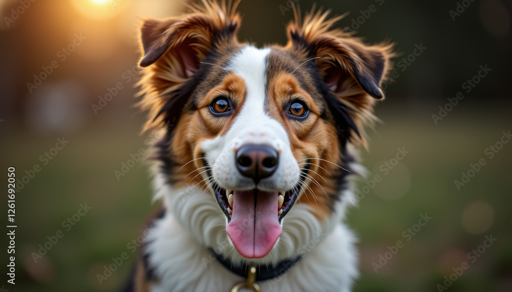 Happy Australian Shepherd Dog with Tongue Out Happy Australian Shepherd Dog with Tongue Out