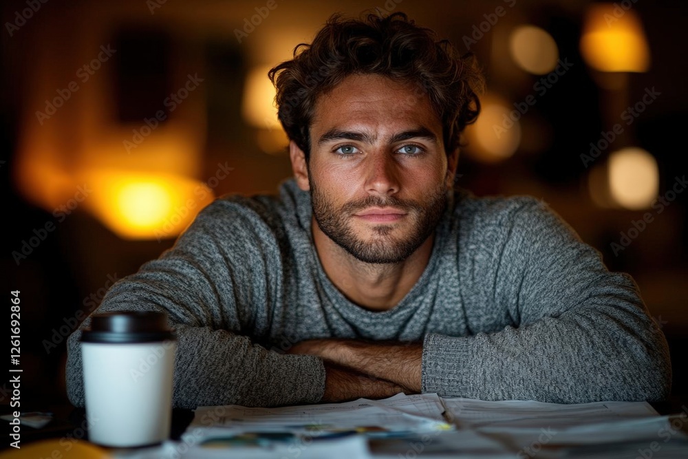 Man Studying Late Night At Home Man Studying Late Night At Home