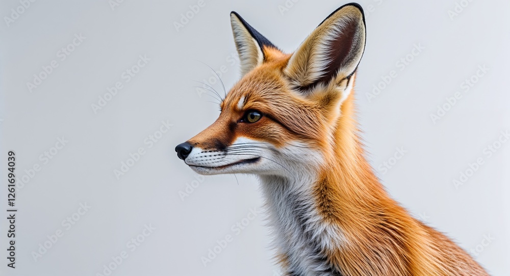 Obraz premium Fennec fox side view portrait on plain white background
