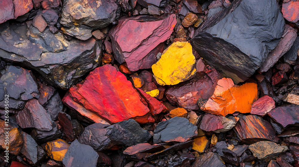 Vibrant Palette of Rocks Striking Geological Textures and Varied Colors and Visual Stone Arrangement Vibrant Palette of Rocks Striking Geological Textures and Varied Colors and Visual Stone Arrangement