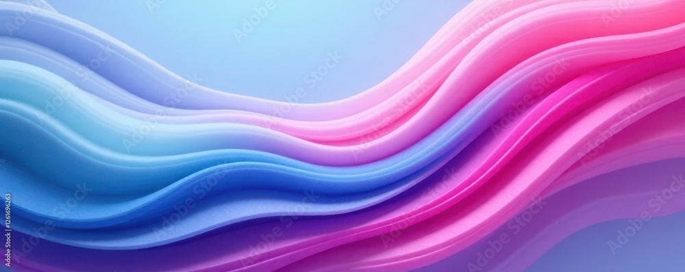 Naklejka premium Funny abstract pink blue gradient curved lines, wavy pattern, modern, smooth