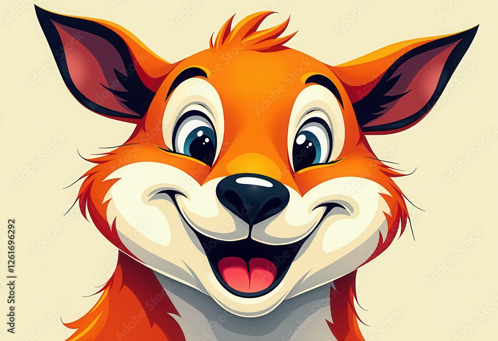 Funny Smiling Fox Cartoon Caricature Portrait Funny Smiling Fox Cartoon Caricature Portrait