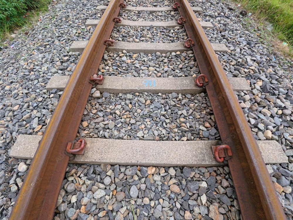 Endless Railroad Tracks in Rural Countryside Setting Endless Railroad Tracks in Rural Countryside Setting