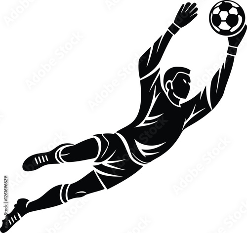 Soccer goal keeper silhouette or line art vector illustration, Soccer goal keeper vector  icon design