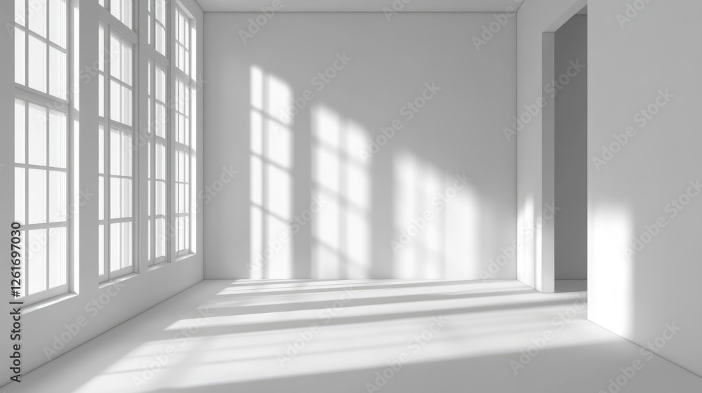 Fototapeta premium White Room Interior With Sunlight And Shadow
