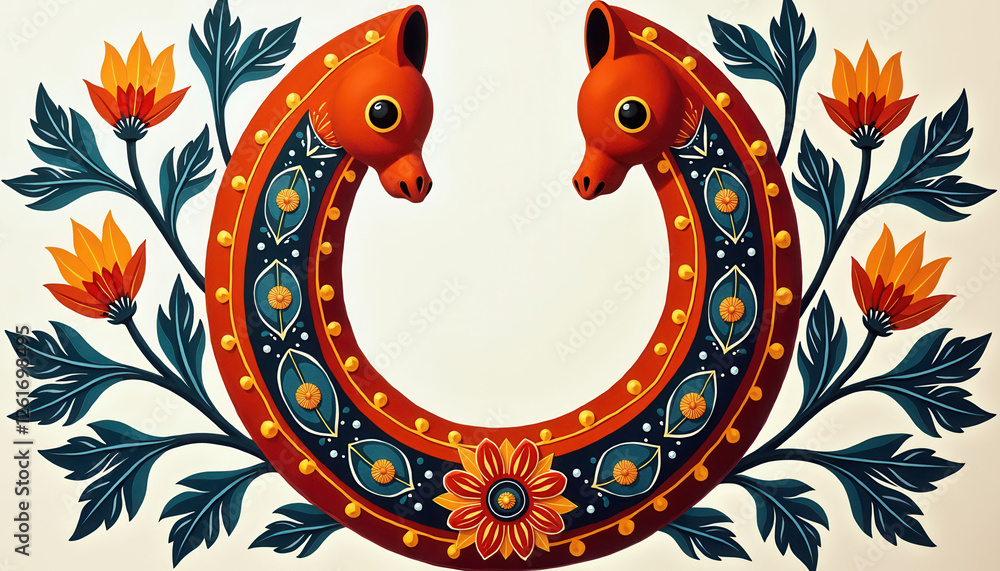 Obraz premium Ornate Floral Horseshoe Design