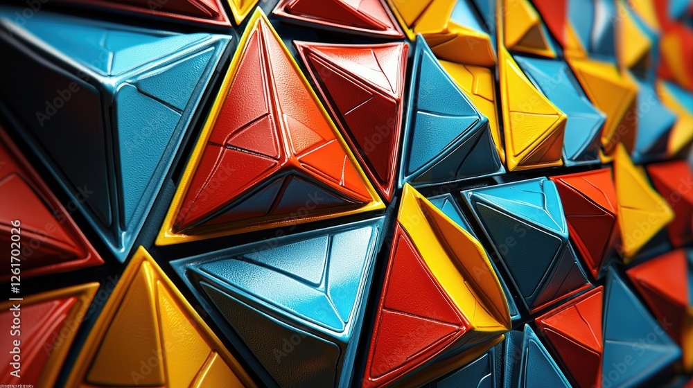 Close-up of colorful geometric shapes in a vibrant arrangement, showcasing texture and design