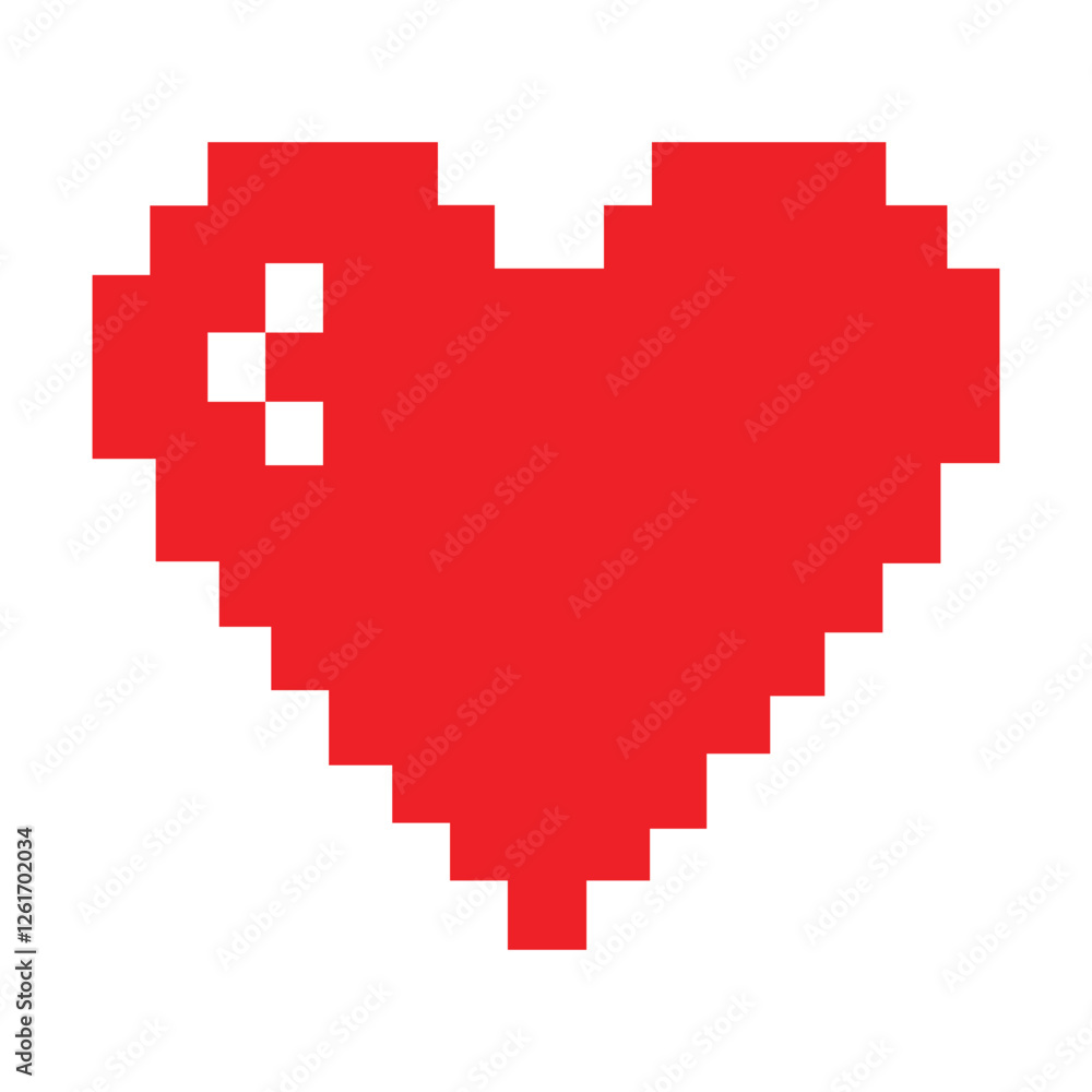 Red Heart Pixel Art Style Valentine Love Icon Red Heart Pixel Art Style Valentine Love Icon