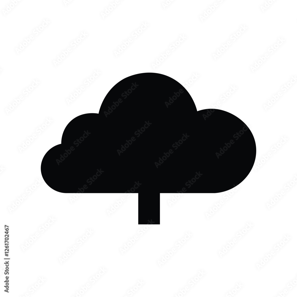 symbol on a black cloud glyph icon. Internet file uploading app button sign user interface. Vector illustration symbol on a black cloud glyph icon. Internet file uploading app button sign user interface. Vector illustration