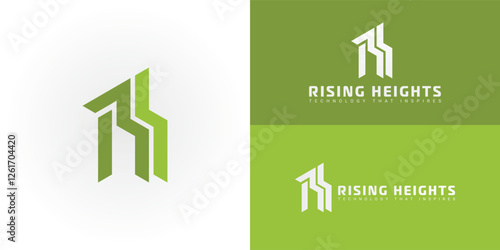 The dynamic logo design features the initials RH creatively integrated into a stylized arrow or lightning bolt, creating a unique symbol that evokes a sense of speed, power, and technological advance
