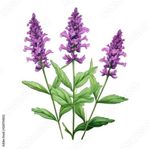 an AI Image Generator, Vibrant Purple Salvia Flowers