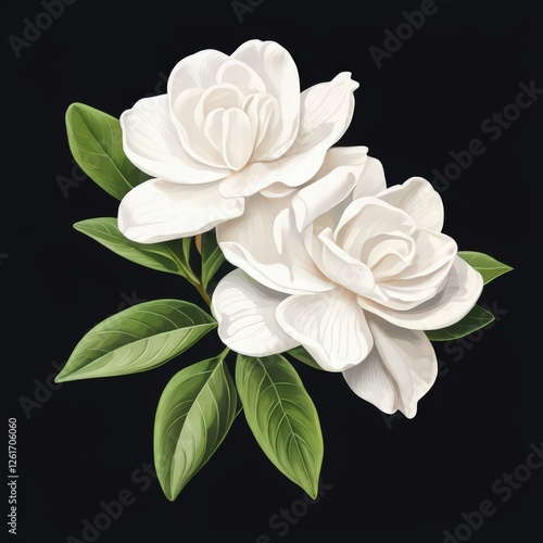 an AI Image Generator, Elegant White Gardenia Flower