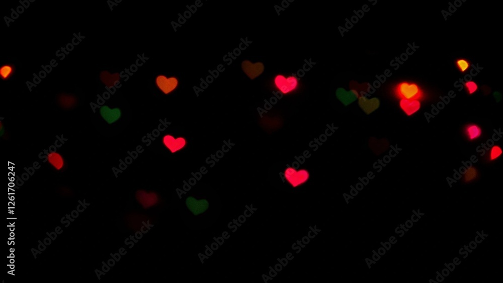 Little red bokeh hearts on a black background. For Valentine's Day celebrations. Bright and dark red little hearts blur bokeh on a black background. Design element for overlay Little red bokeh hearts on a black background. For Valentine's Day celebrations. Bright and dark red little hearts blur bokeh on a black background. Design element for overlay