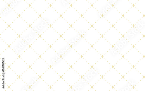 ひし形からのびる点線が格子柄になって並ぶひし形の模様