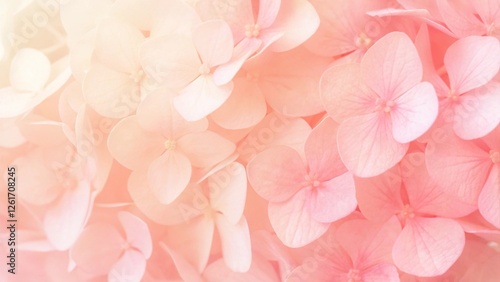 Hydrangea with soft pastel color in blur style for the background. Floral background Frangipani or Plumeria flowers. sweet color hydrangea in a soft and blurred style for the background