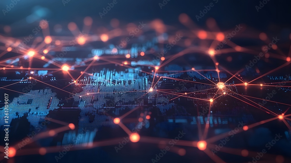 Fototapeta premium Network connections span the earth showcasing technology and data