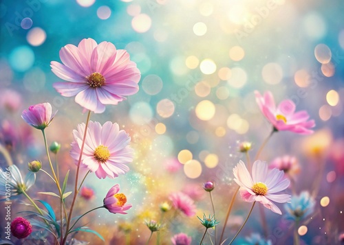 Dreamy Pastel Floral Bokeh Background - Soft Focus Flower Petals and Light Blur