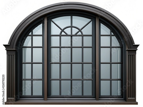 Wallpaper Mural Elegant Black Arched Window with Fanlight & Multiple Panes - Isolated PNG Transparent Background Torontodigital.ca