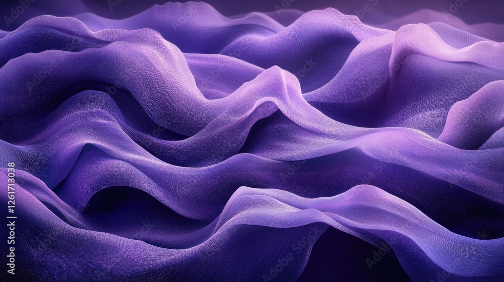 Abstract purple waves undulating in a surreal landscape, evoking a sense of tranquility and depth Abstract purple waves undulating in a surreal landscape, evoking a sense of tranquility and depth