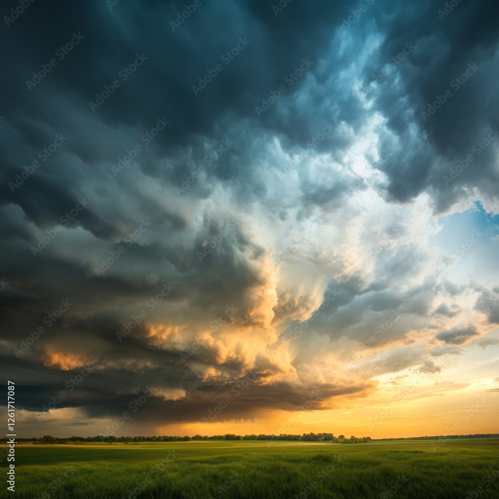 Dramatic Storm Cloudscape Capturing Atmospheric Turbulence Over Lush Fields - Dynamic Climate Content for Weather Education and Environmental Awareness Dramatic Storm Cloudscape Capturing Atmospheric Turbulence Over Lush Fields - Dynamic Climate Content for Weather Education and Environmental Awareness