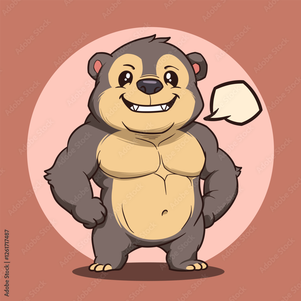 Obraz premium cartoon of a cute and muscular sun bear