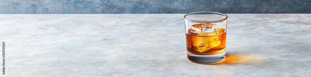Neotonic Whiskey Aesthetic Elegant Glass with Large Ice Cube on Concrete - Sophisticated Beverage Content for Premium Dining and Upscale Marketing Neotonic Whiskey Aesthetic Elegant Glass with Large Ice Cube on Concrete - Sophisticated Beverage Content for Premium Dining and Upscale Marketing