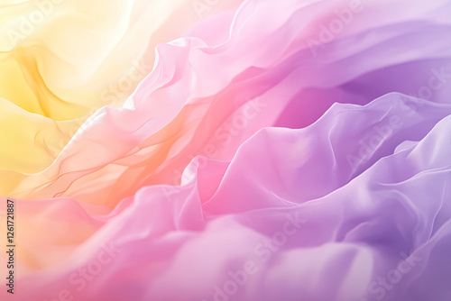 Pastel colored fabrics draped, soft light, abstract background photo