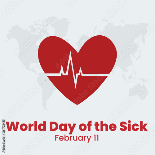 World day of the sick for poster and banner with inscription and sad woman suffer from toothache. February 11, world sick awareness. Unhappy girl with a painful feeling. Flat vector illustration