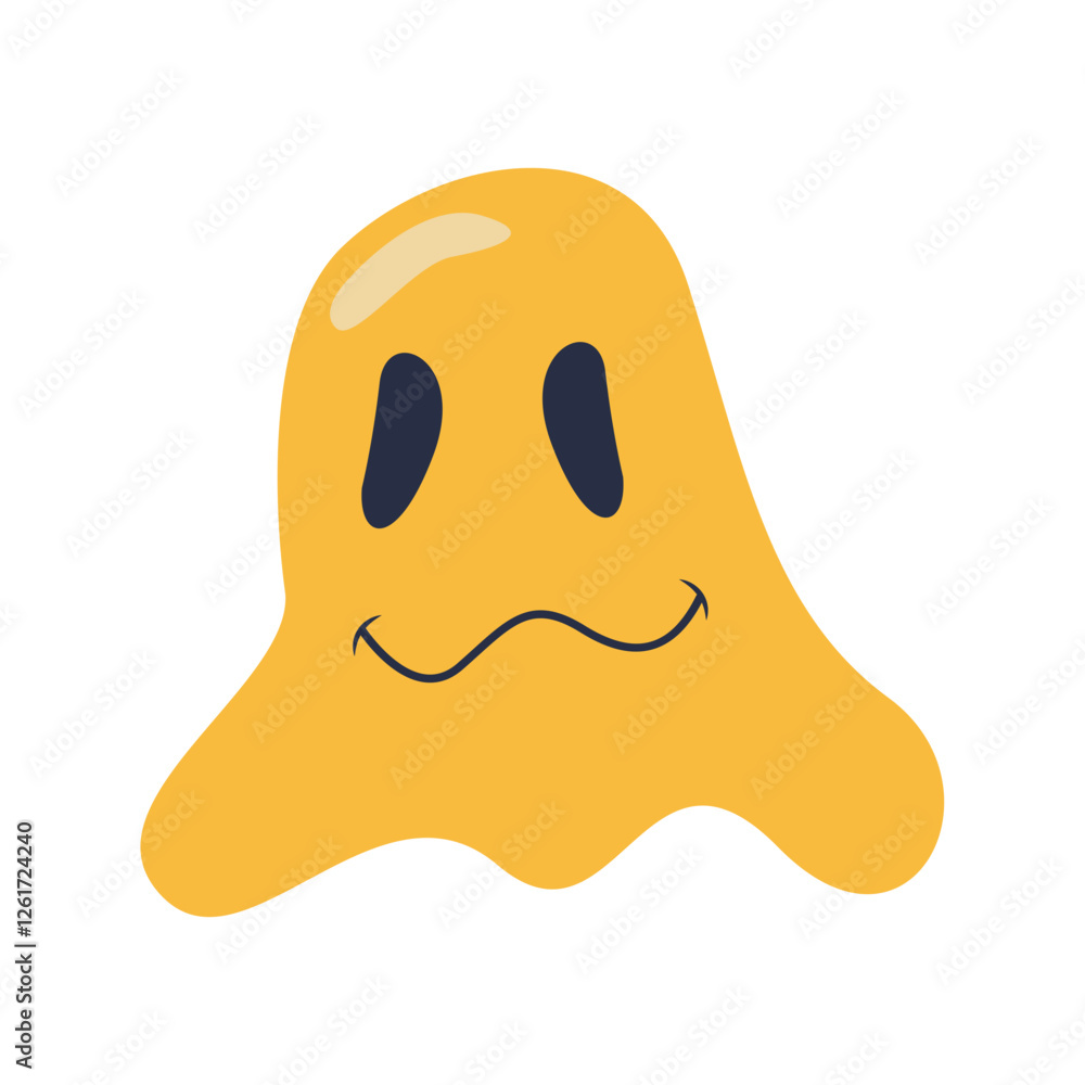 Retro Melting Smiling Face. Vector Character in Cartoon 90s Style. Retro Melting Smiling Face. Vector Character in Cartoon 90s Style.