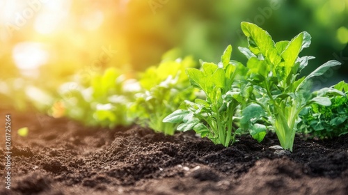 Wallpaper Mural A close-up of a natural garden pest deterrent, like marigolds growing near vegetable beds. Torontodigital.ca