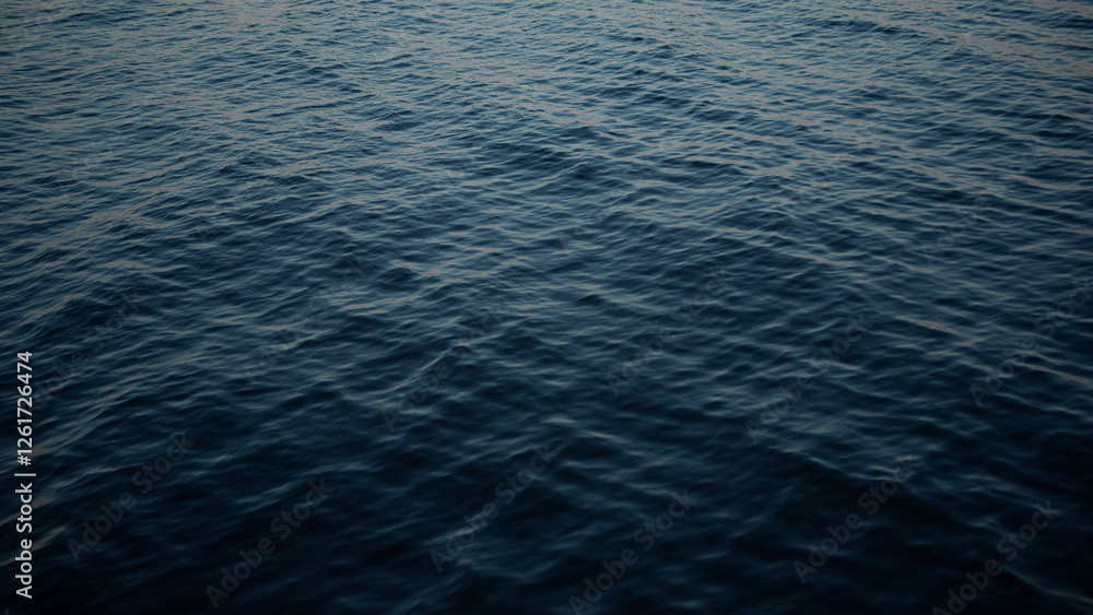 Blue water surface, waves in the ocean Blue water surface, waves in the ocean