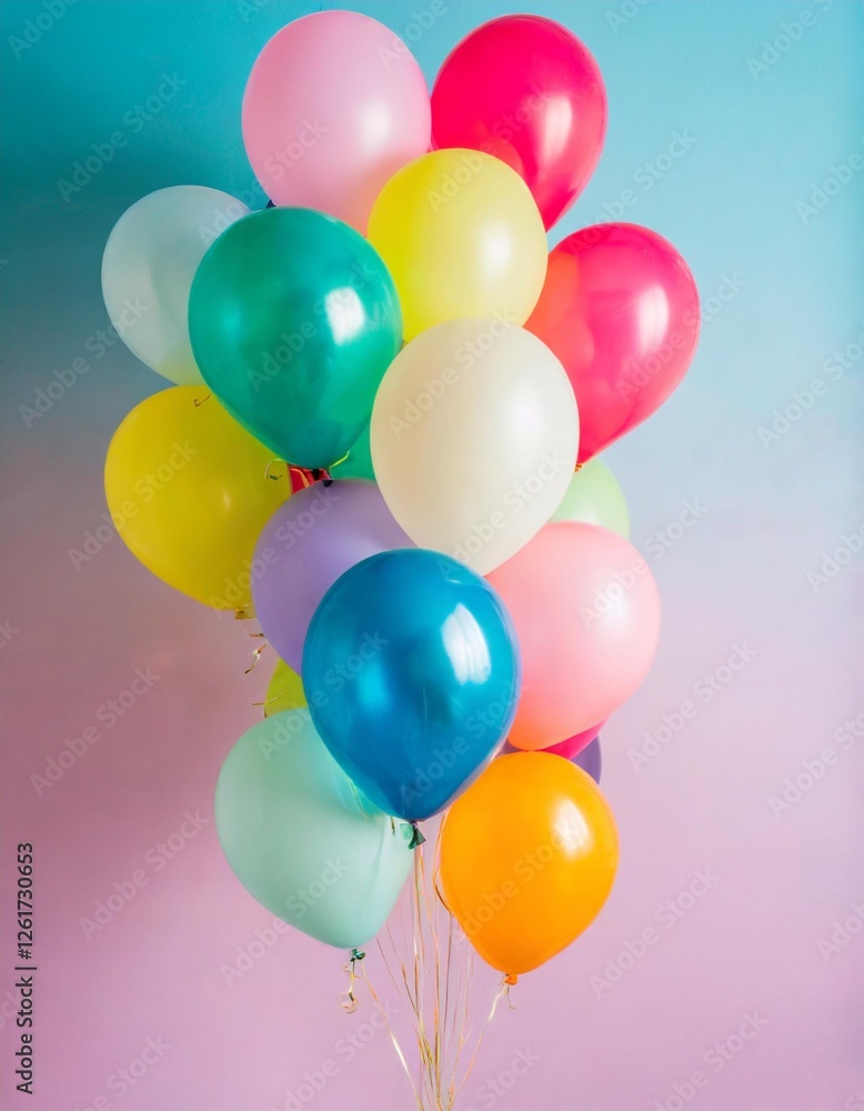 custom made wallpaper toronto digitalFloating Bright Balloons in Mid-Air Against a Pastel Gradient Background