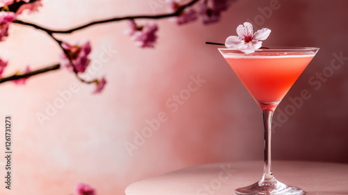 Wallpaper Mural Japanese style saketini cocktail garnished with cherry blossom Torontodigital.ca