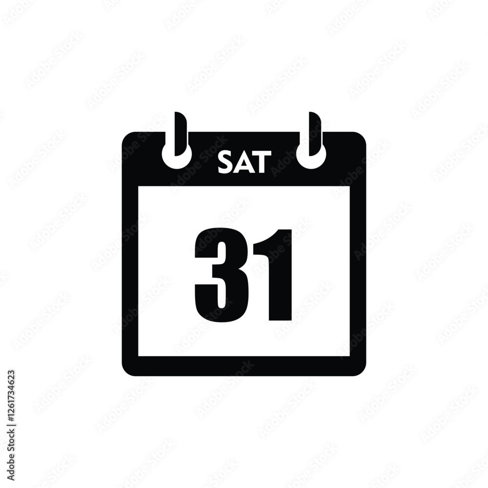 calender icon, 31 saturday icon with white background calender icon, 31 saturday icon with white background