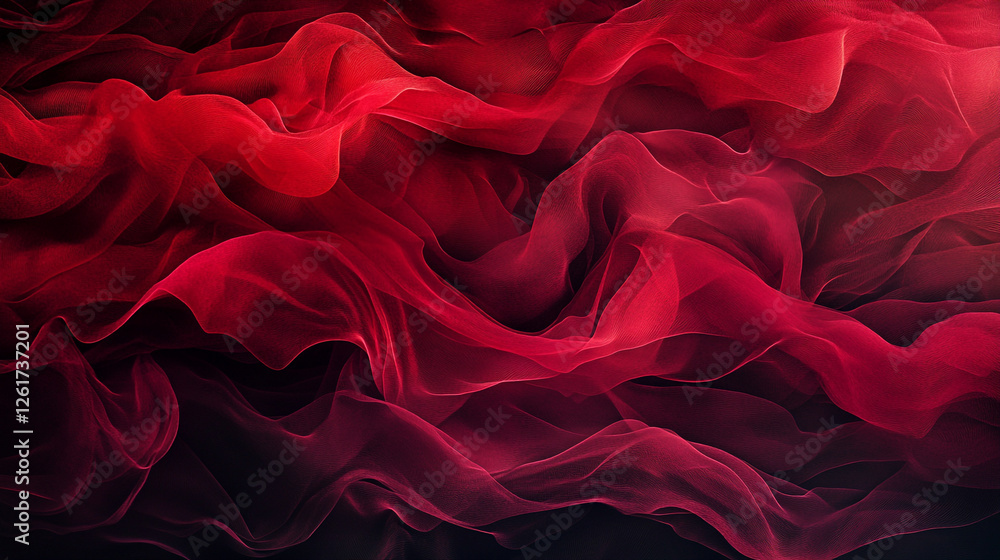 Fototapeta premium Abstract Red Fabric Texture Background Elegant Draped Silk Waves Design art soft rich dark wine