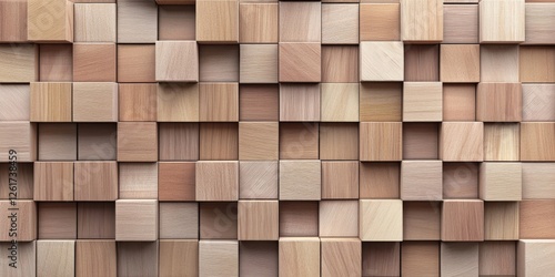 Wallpaper Mural Abstract Wooden Cube Wall: A Textured Background of Natural Wood Blocks Torontodigital.ca