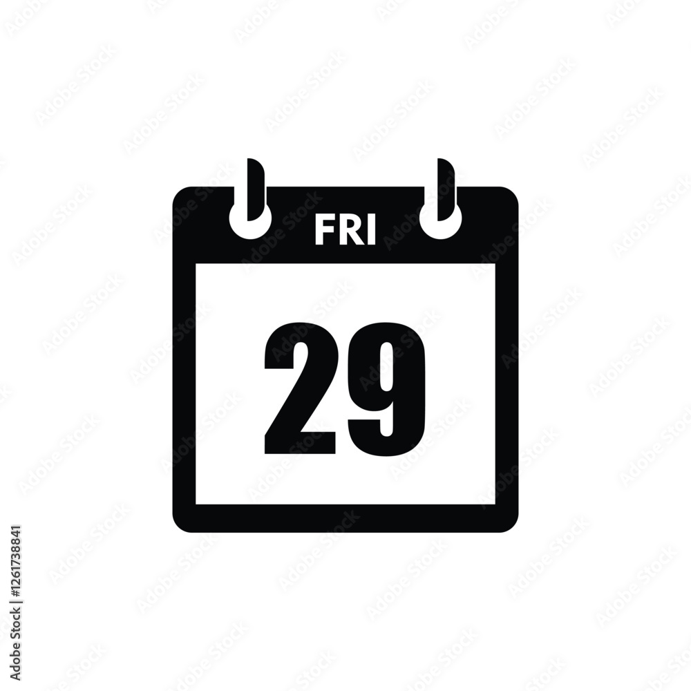 calender icon, 29 friday icon with white background calender icon, 29 friday icon with white background