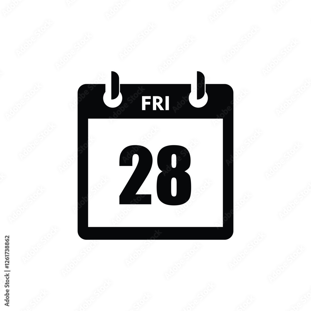 calender icon, 28 friday icon with white background calender icon, 28 friday icon with white background
