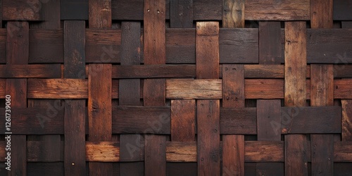 Dark Brown Woven Wooden Texture Background photo