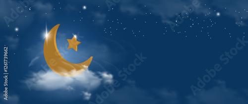 greeting cards banner Ramadan and Eid background with copy space,Eid Al-Fitr Mubarak, Ramadan Kareem slamic Style night Background
