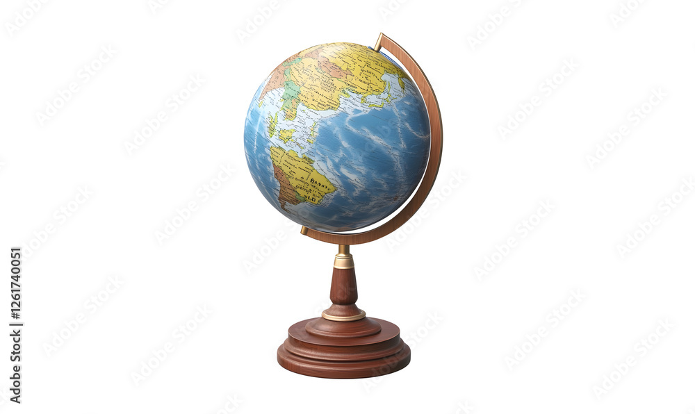 Antique globe on wooden stand, world map, geography, education, travel Antique globe on wooden stand, world map, geography, education, travel