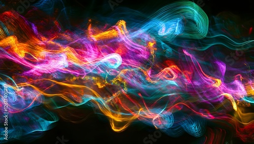 Abstract swirling colorful energy flows photo