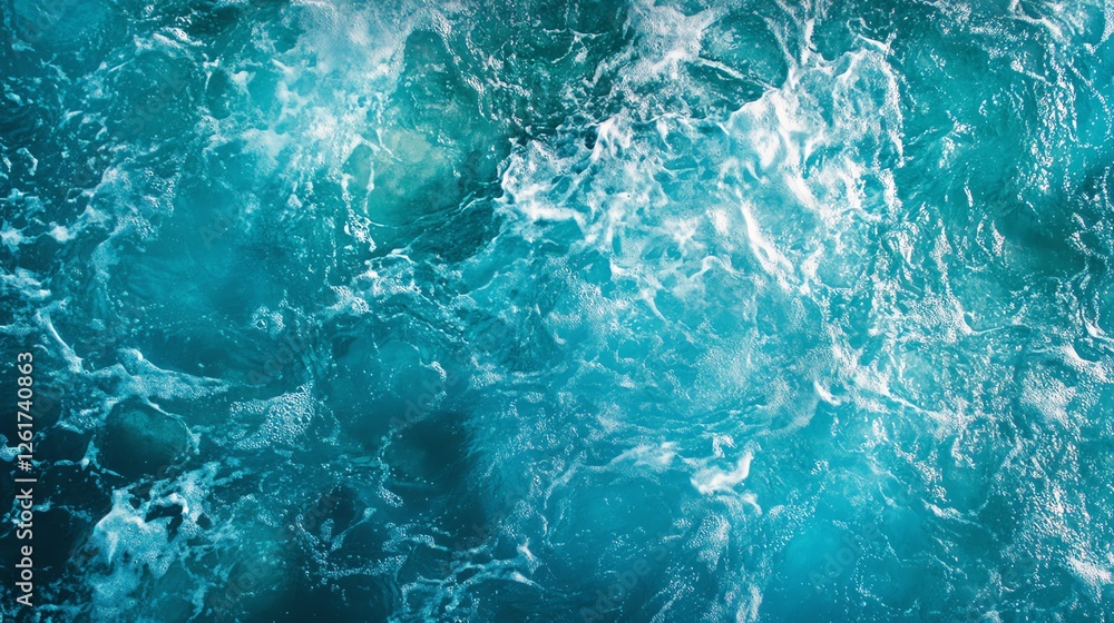 Waves Crash in Vibrant Turquoise Water Under the Sun at a Tropical Beach During Midday Waves Crash in Vibrant Turquoise Water Under the Sun at a Tropical Beach During Midday