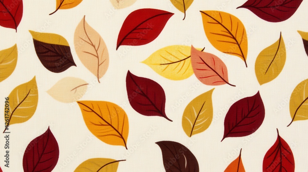 Autumn Leaves Pattern On Light Beige Background Autumn Leaves Pattern On Light Beige Background