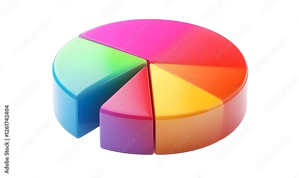 Colorful 3D pie chart showing data segments. Use Business presentations, infographics Colorful 3D pie chart showing data segments. Use Business presentations, infographics