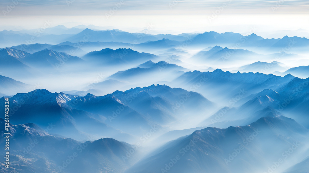 Majestic Blue Mountain Range Aerial View Serene Misty Peaks Landscape Photography Nature Scenery Sky Majestic Blue Mountain Range Aerial View Serene Misty Peaks Landscape Photography Nature Scenery Sky