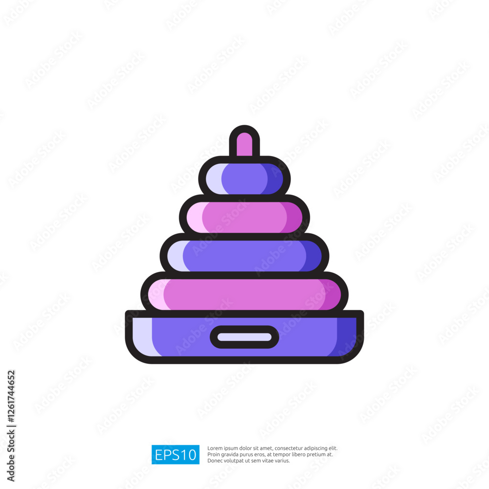 Colorful Stacking Ring Toy Icon in Vibrant Pastel Colors And Shapes Representing Playful Learning Experiences For Toddlers And Children with Educational Values and Playful Fun Colorful Stacking Ring Toy Icon in Vibrant Pastel Colors And Shapes Representing Playful Learning Experiences For Toddlers And Children with Educational Values and Playful Fun