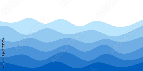 Sea waves. Blue river ocean wave layer vector background illustration.