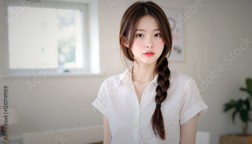 여자, 동양인, 긴머리