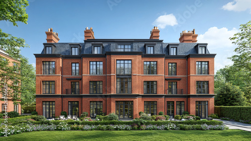 Wallpaper Mural Classic townhouse residential building with red brick exterior and elegant architecture Torontodigital.ca